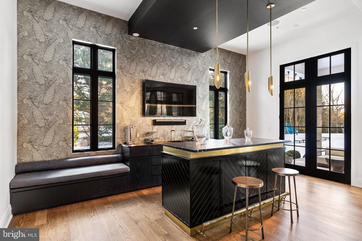 Interior, Pendant Lights, Recessed Lighting, Stone Walls, Wood Texture Flooring