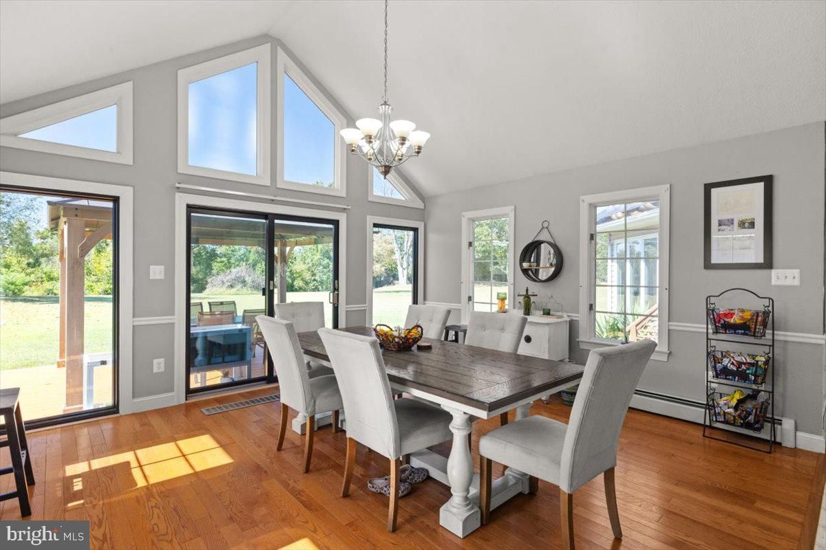 Chandelier, Dining room, Interior, Wood Texture Flooring