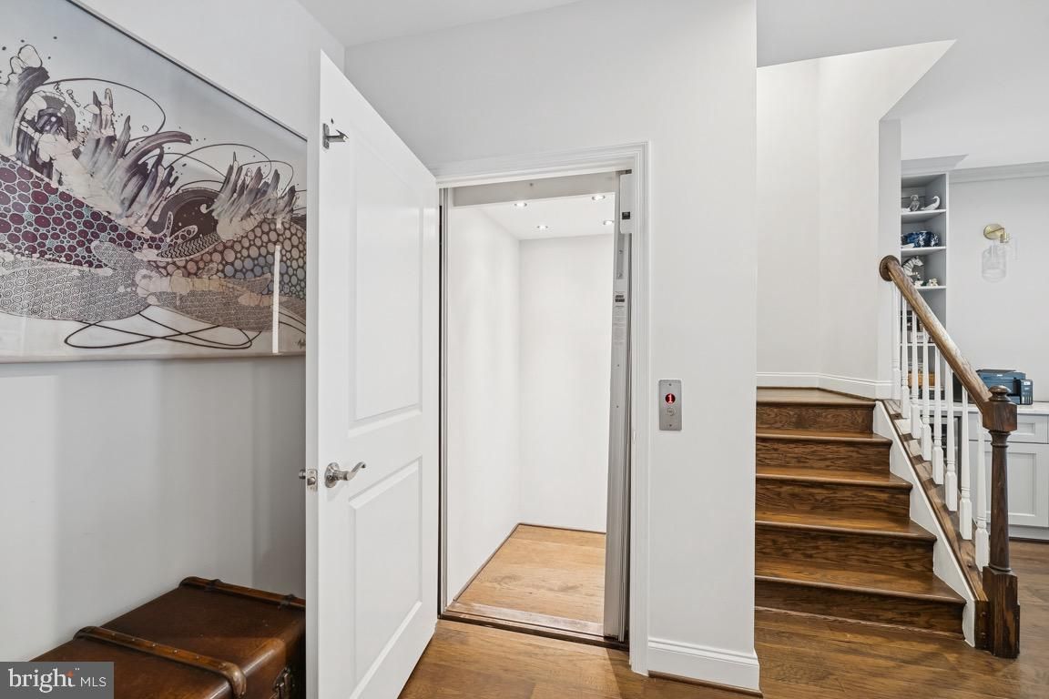 Elevator, Interior, Recessed Lighting, Wood Texture Flooring