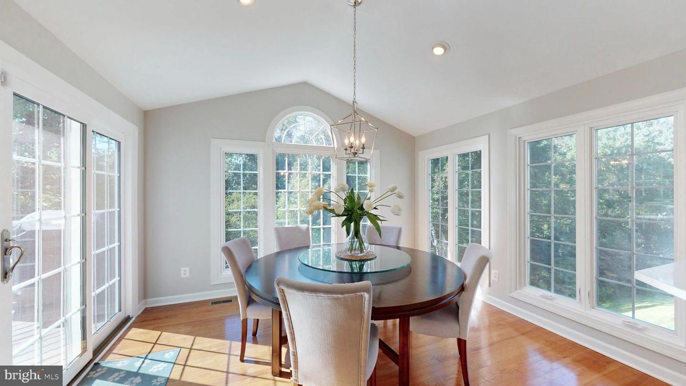 Dining room, Interior, Pendant Lights, Recessed Lighting, Wood Texture Flooring
