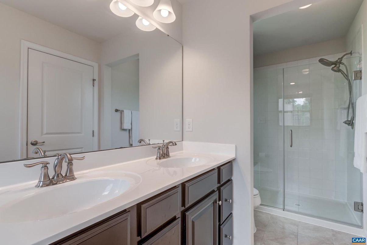 Bathroom, Dual Sink Vanities, Glass Shower, Interior, Recessed Lighting