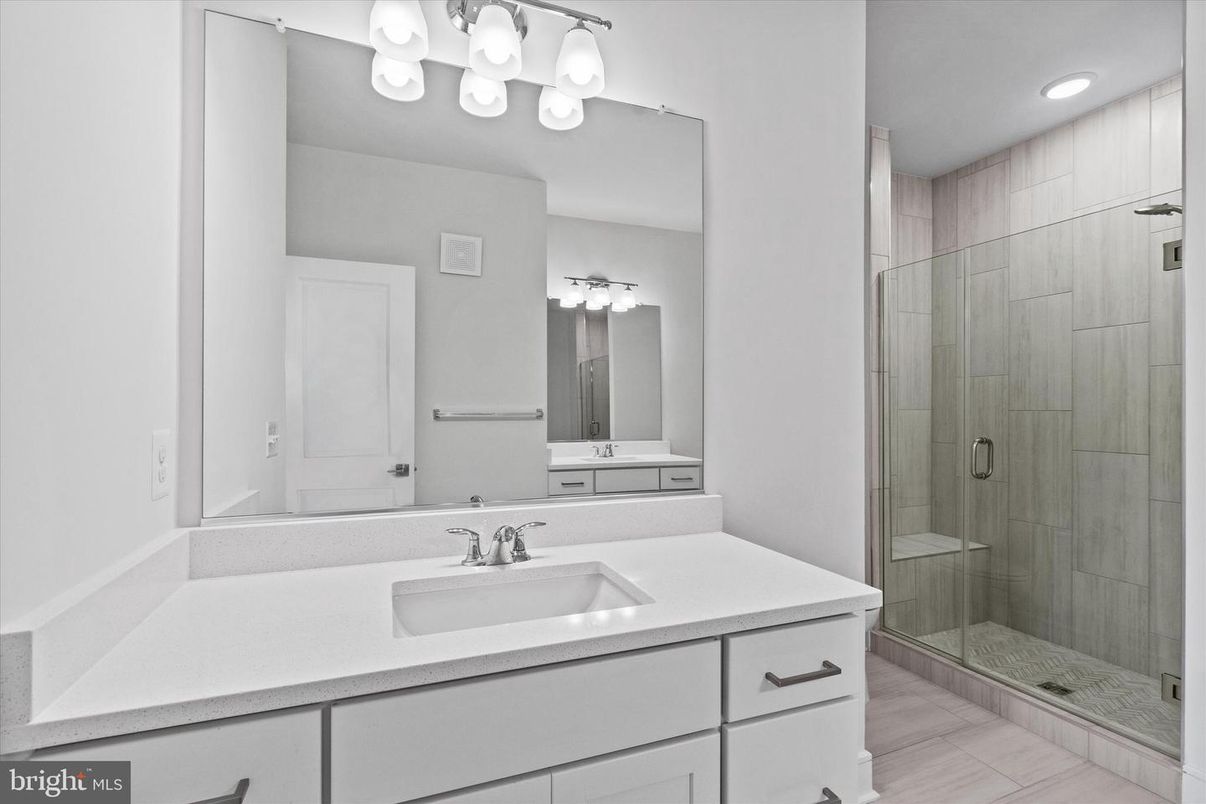 Bathroom, Dual Sink Vanities, Glass Shower, Interior, Recessed Lighting