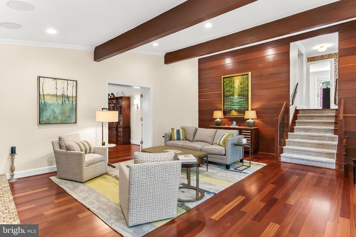 Interior, Living room, Recessed Lighting, Wooden Beams, Wood Texture Flooring, Wooden Walls