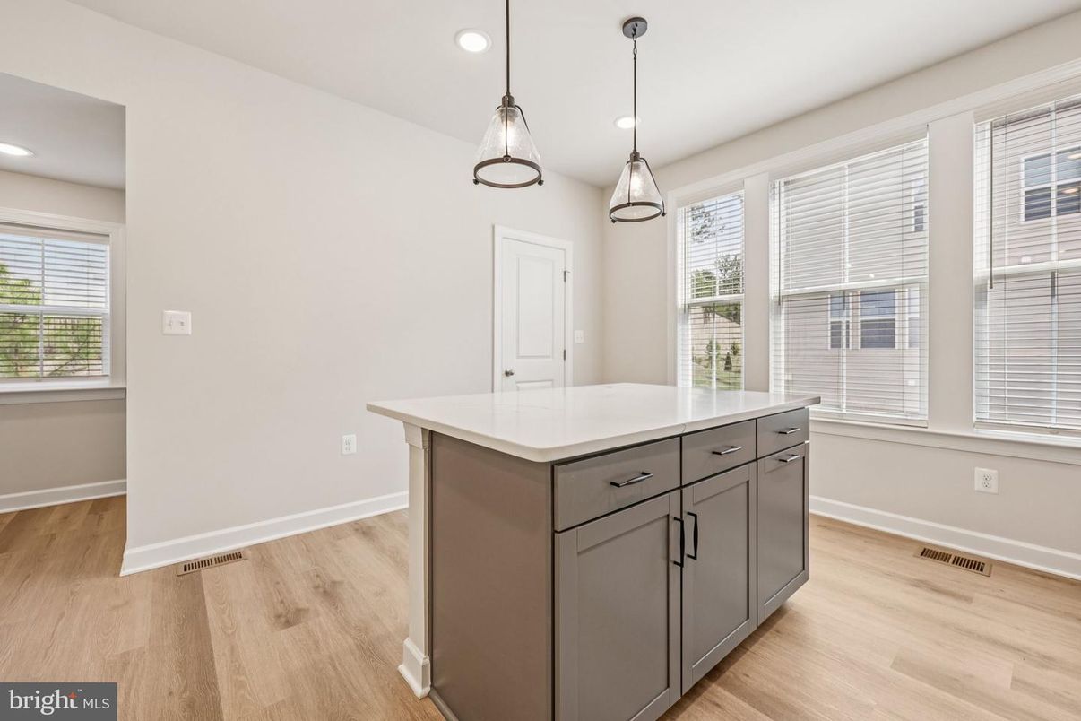 Interior, Kitchen, Pendant Lights, Recessed Lighting, Wood Texture Flooring