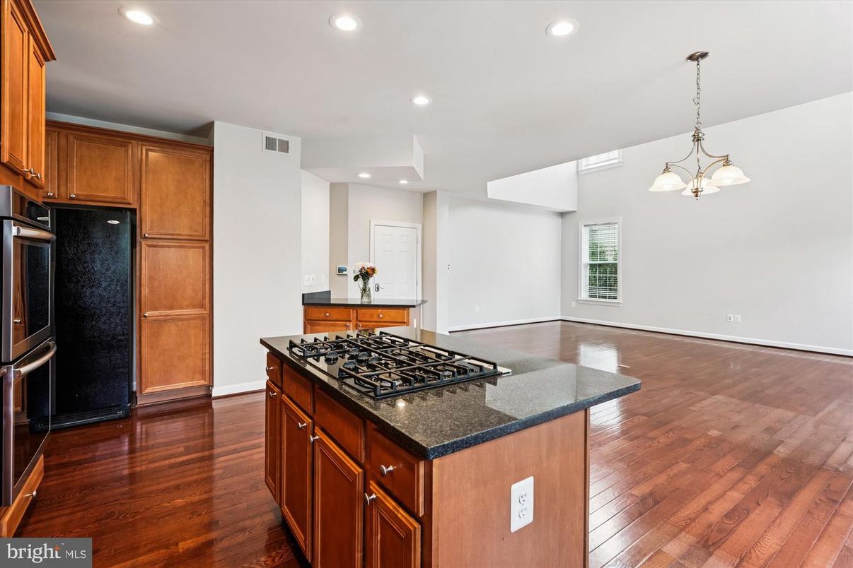 Chandelier, Interior, Kitchen, Pendant Lights, Recessed Lighting, Wood Texture Flooring