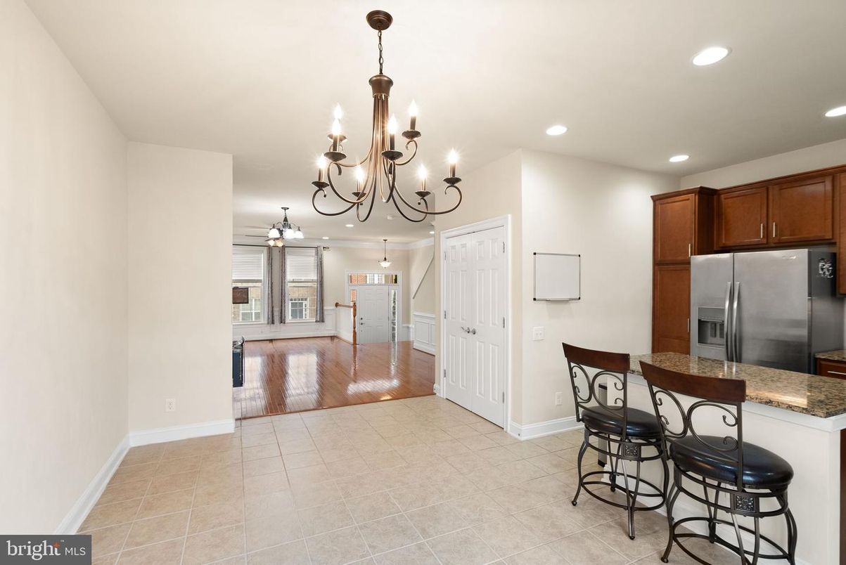 Chandelier, Interior, Kitchen, Recessed Lighting, Wood Texture Flooring