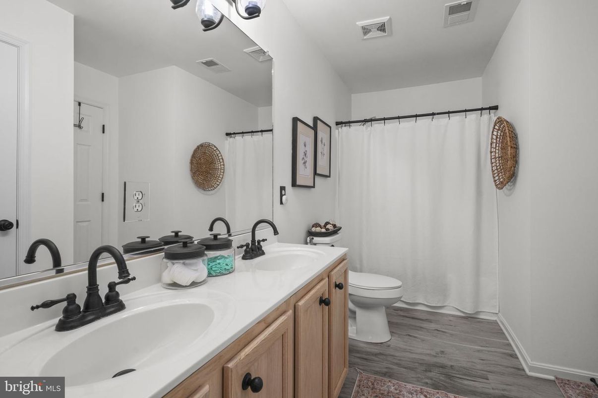 Bathroom, Dual Sink Vanities, Interior, Wood Texture Flooring