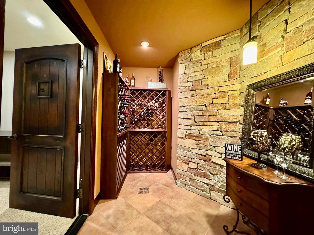 Interior, Pendant Lights, Recessed Lighting, Stone Walls, Wine Storage