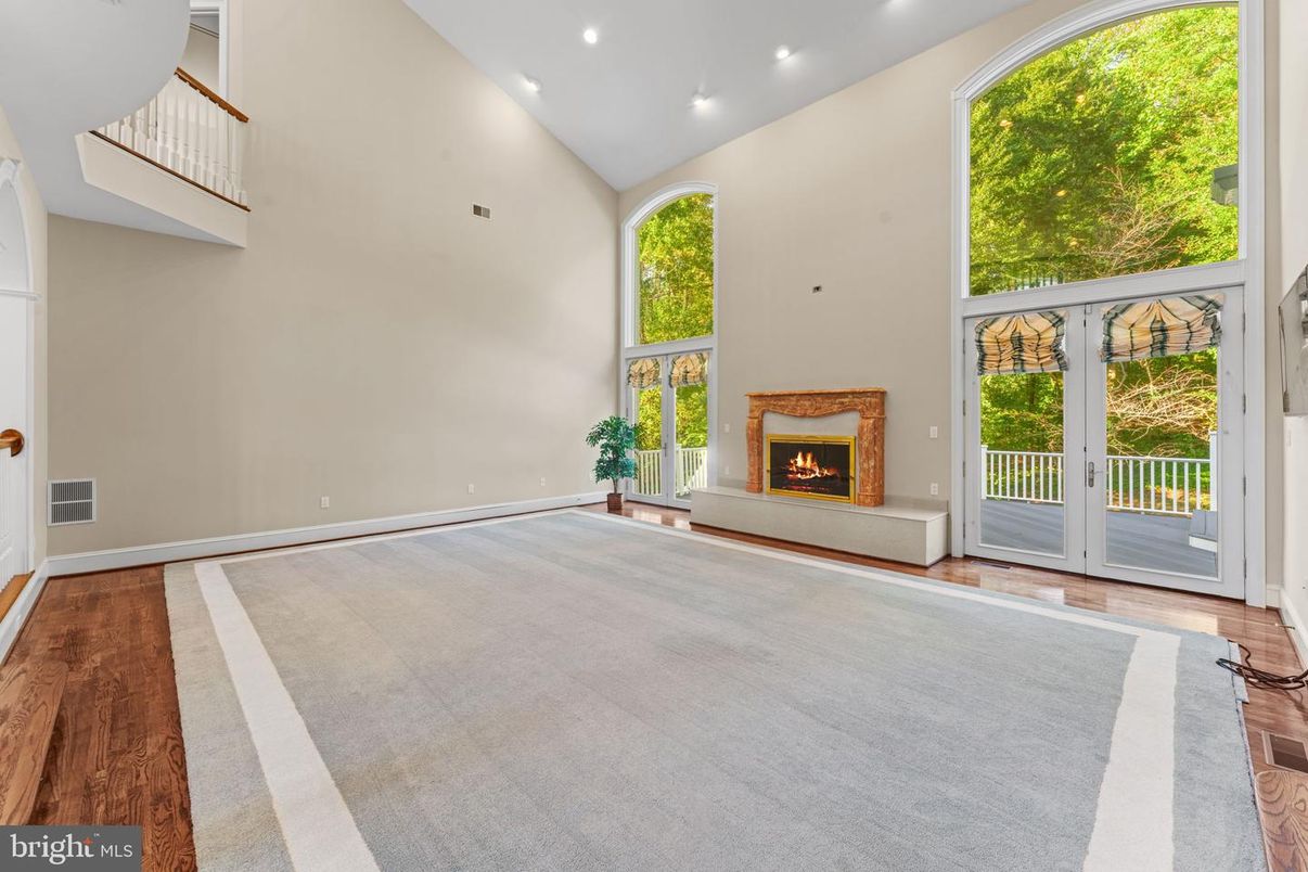 Empty room, Fireplace, Interior, Recessed Lighting, Wood Texture Flooring
