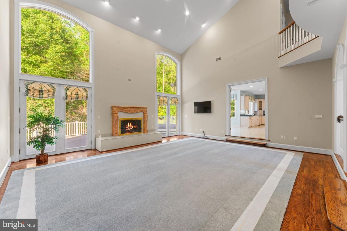 Empty room, Fireplace, Interior, Recessed Lighting, Wood Texture Flooring