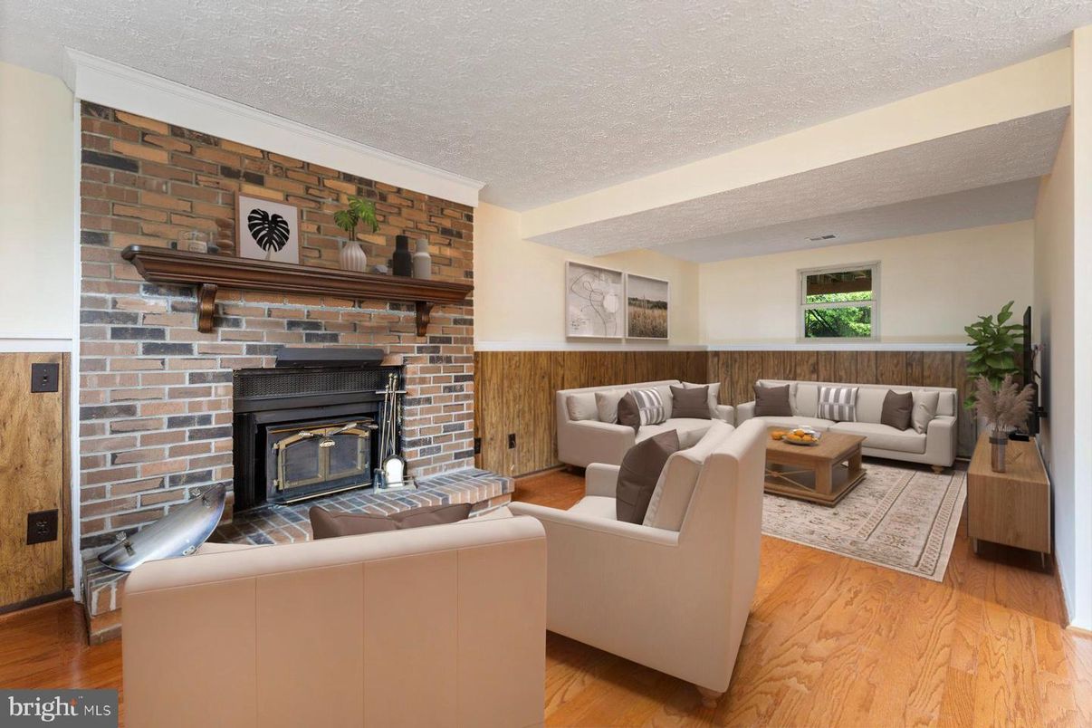 Fireplace, Interior, Living room, Stone Walls, Wood Texture Flooring, Wooden Walls