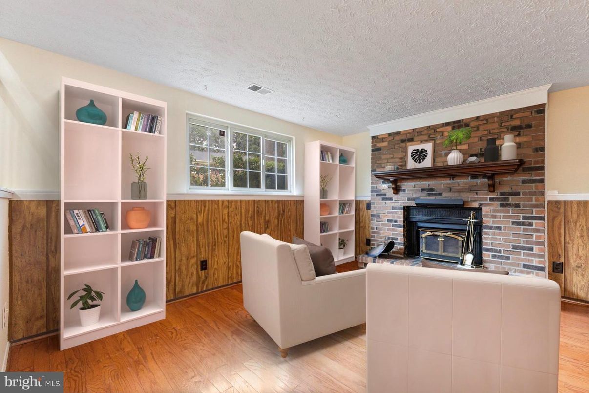 Fireplace, Interior, Living room, Stone Walls, Wood Texture Flooring