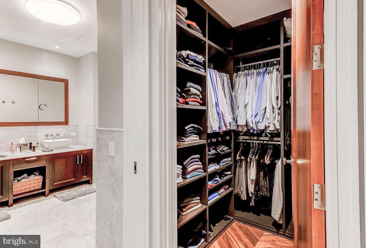 Bathroom, Interior, Marble, Recessed Lighting, Walk-in Closets