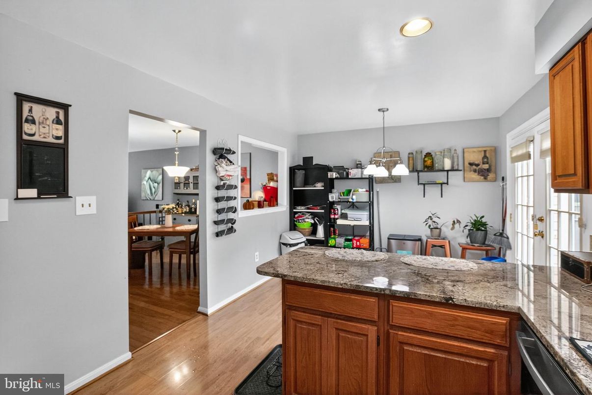 Dining room, Interior, Pendant Lights, Recessed Lighting, Wood Texture Flooring