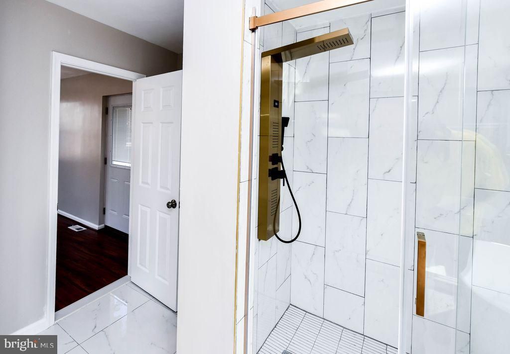 Bathroom, Interior, Marble, Marble Walls, Wood Texture Flooring