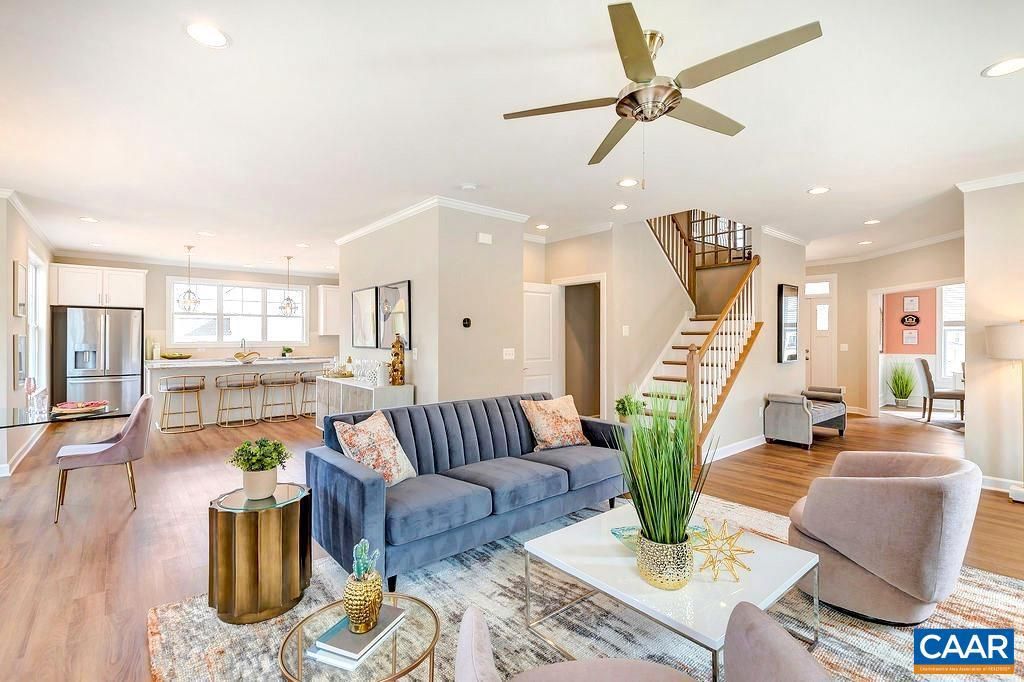 Interior, Kitchen, Living room, Pendant Lights, Recessed Lighting, Stainless Steel Appliances, Wood Texture Flooring