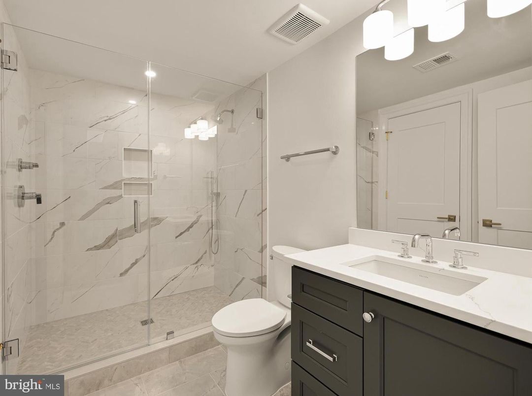 Bathroom, Glass Shower, Interior, Marble Walls