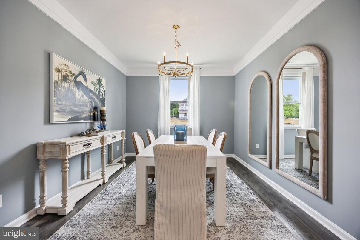 Chandelier, Dining room, Interior, Wood Texture Flooring