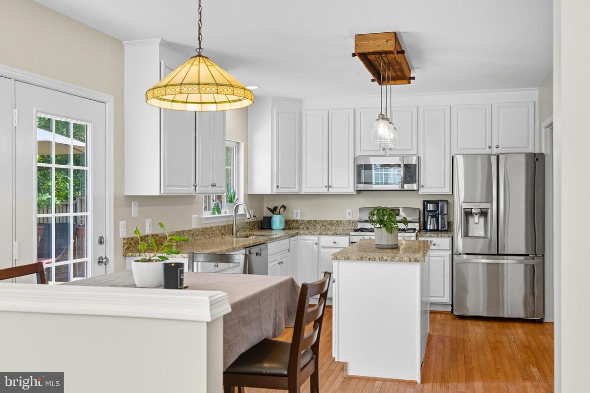 Interior, Kitchen, Pendant Lights, Stainless Steel Appliances, Wood Texture Flooring