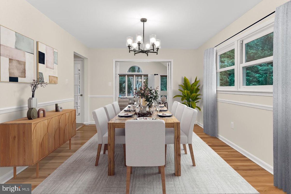 Chandelier, Dining room, Interior, Wood Texture Flooring