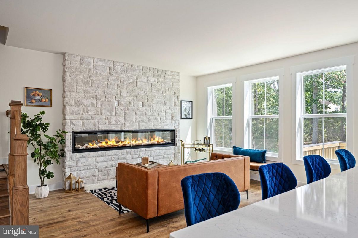 Fireplace, Interior, Living room, Stone Walls, Wood Texture Flooring