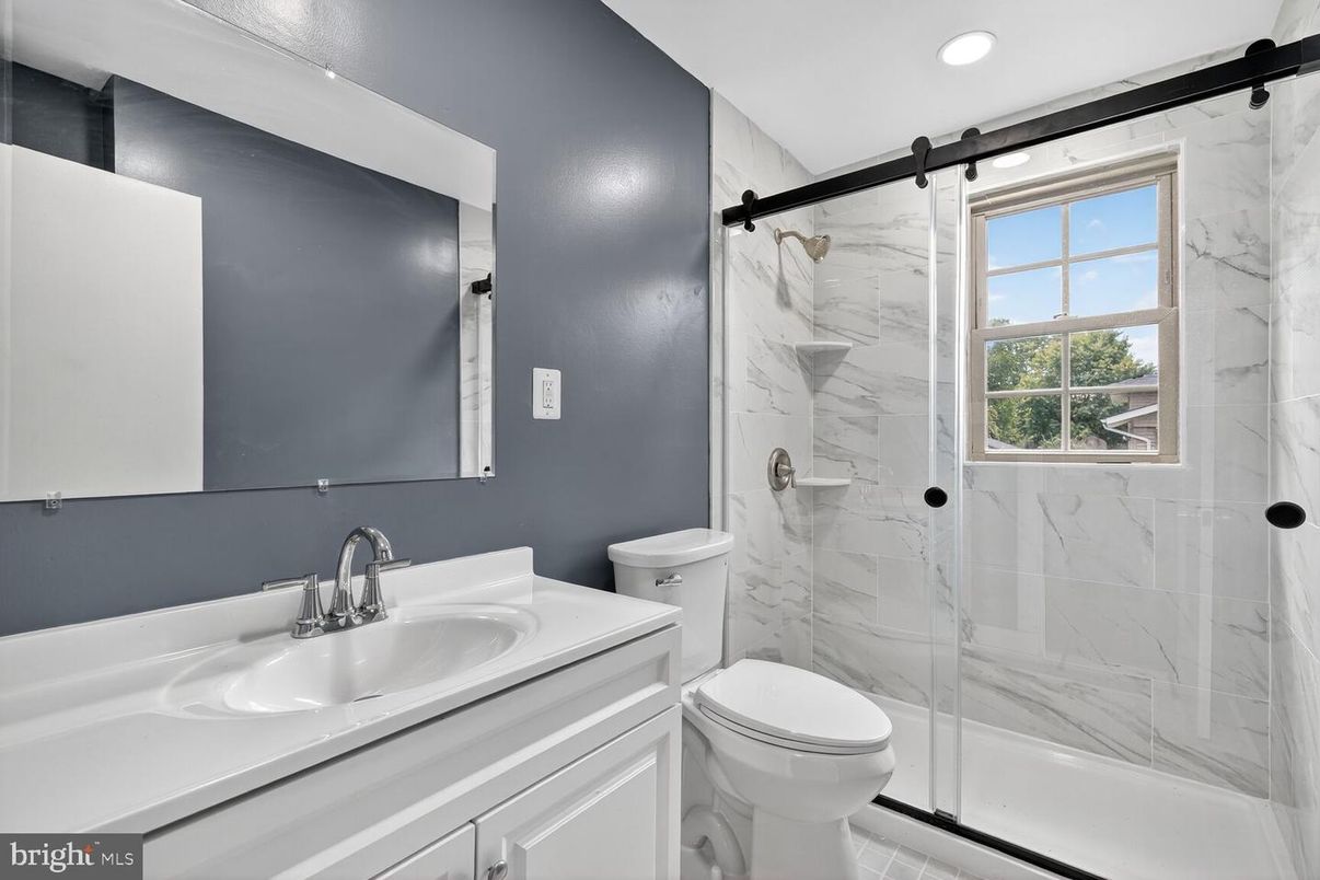 Bathroom, Glass Shower, Interior, Marble Walls, Recessed Lighting