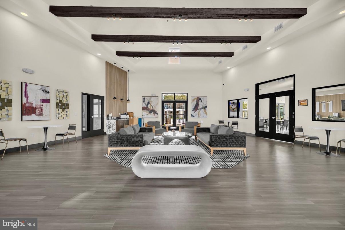 Interior, Living room, Recessed Lighting, Wooden Beams, Wood Texture Flooring