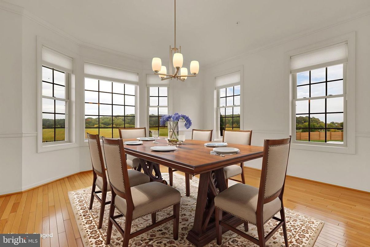 Chandelier, Dining room, Interior, Pendant Lights, Wood Texture Flooring