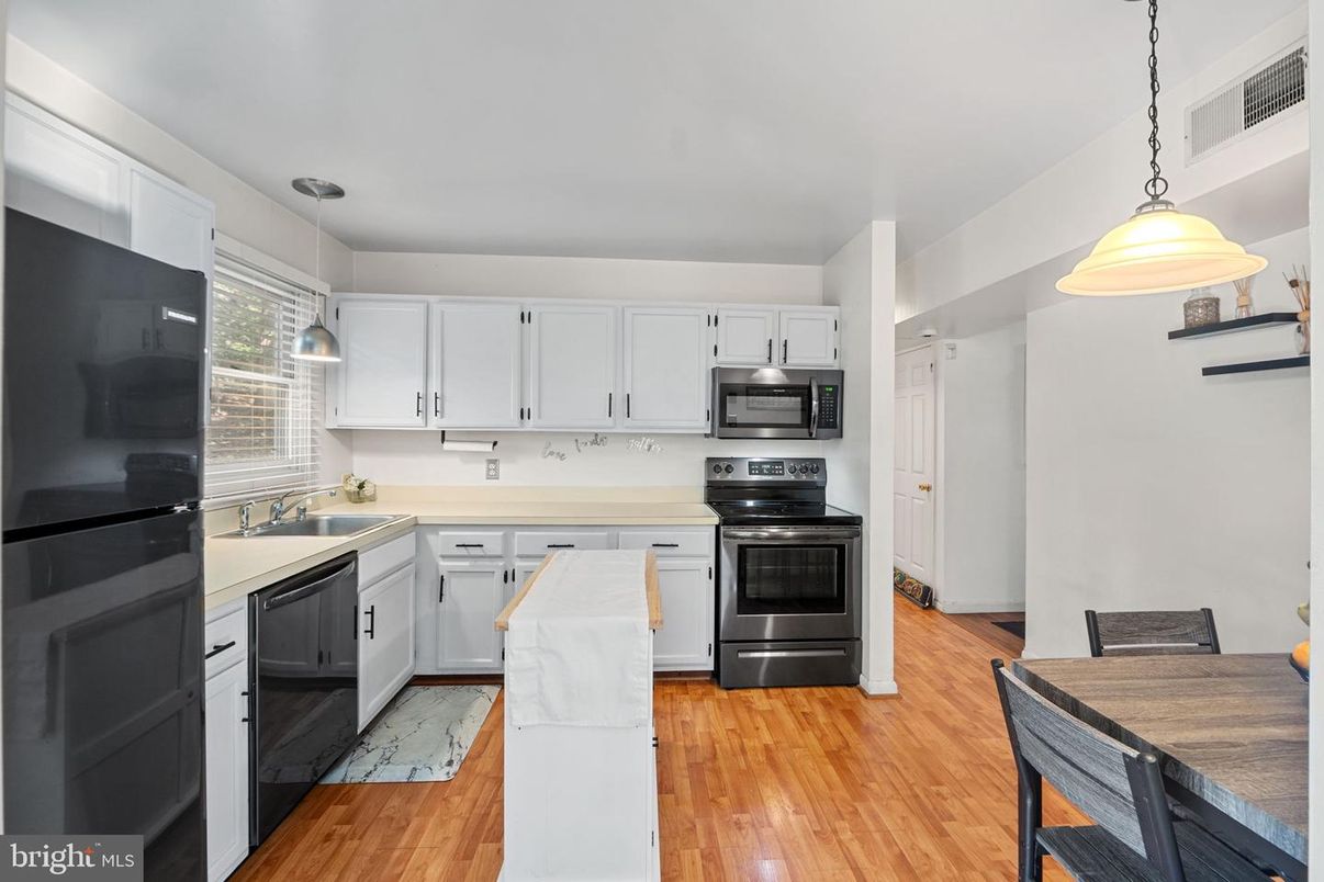 Interior, Kitchen, Pendant Lights, Stainless Steel Appliances, Wood Texture Flooring