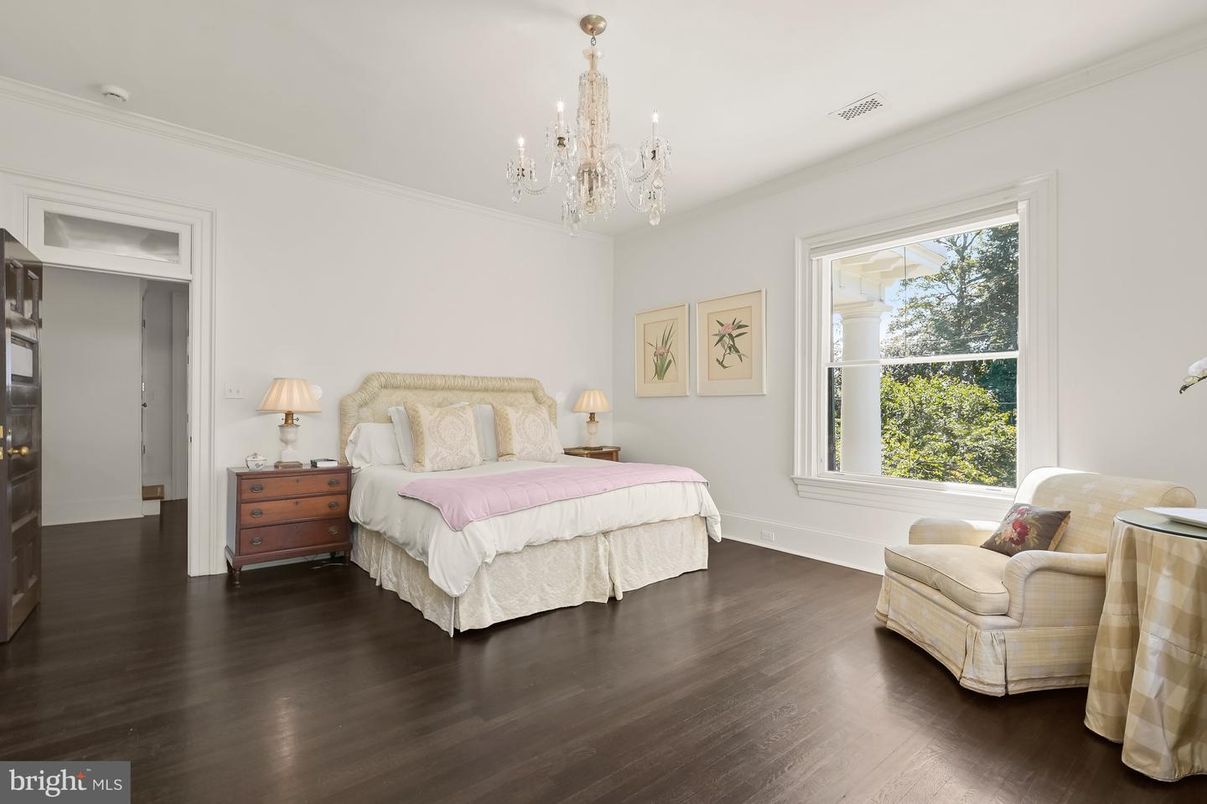 Bedroom, Chandelier, Interior, Wood Texture Flooring