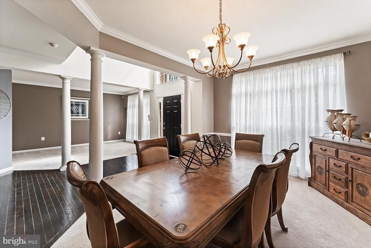 Chandelier, Dining room, Interior, Wood Texture Flooring