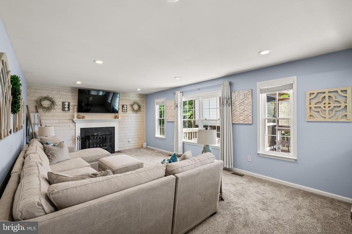 Fireplace, Interior, Living room, Recessed Lighting, Stone Walls