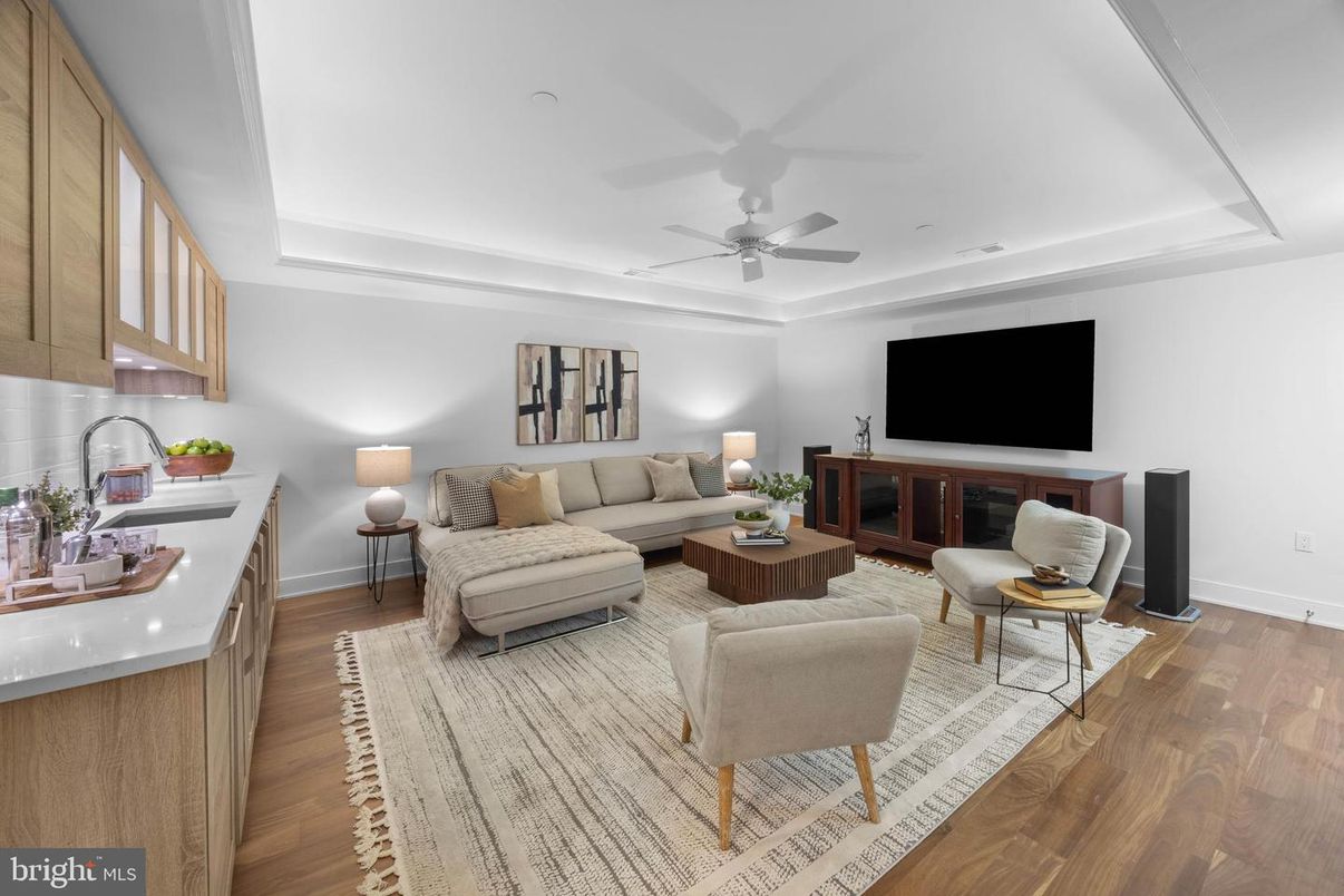 Interior, Living room, Recessed Lighting, Wood Texture Flooring