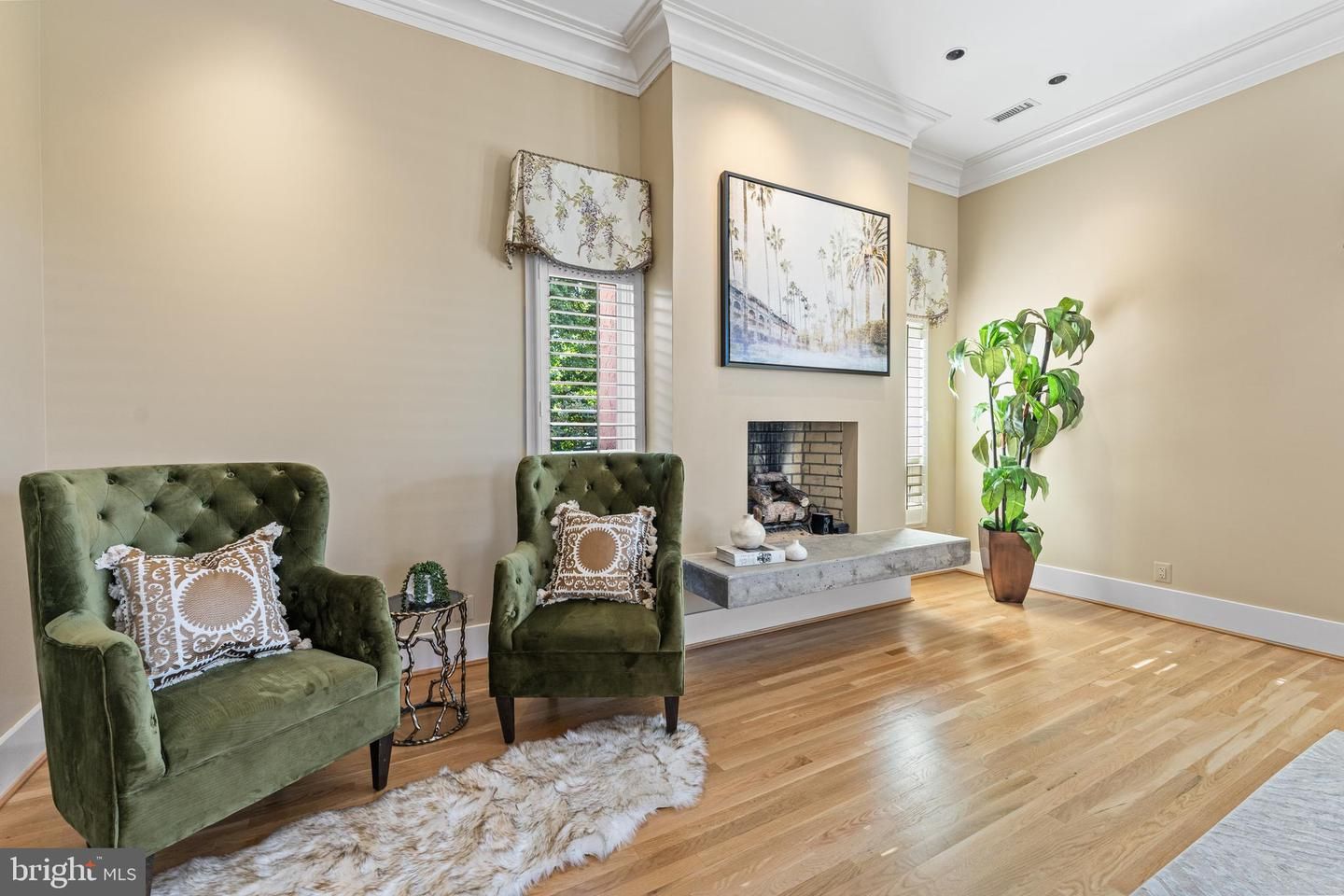 Fireplace, Interior, Recessed Lighting, Wood Texture Flooring