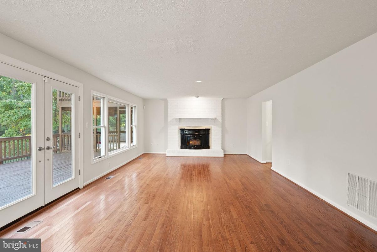 Empty room, Fireplace, Interior, Recessed Lighting, Wood Texture Flooring
