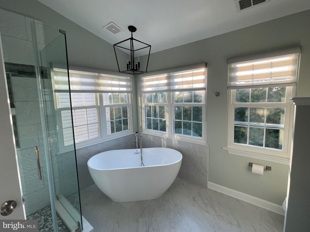 Bathroom, Free Standing Baths, Glass Shower, Interior, Marble