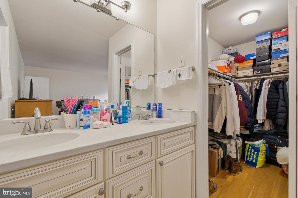 Bathroom, Dual Sink Vanities, Interior, Walk-in Closets, Wood Texture Flooring