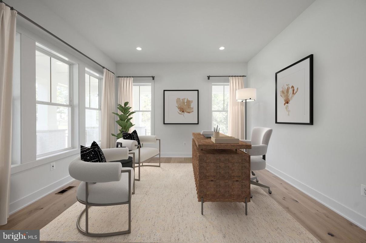 Home Office, Interior, Recessed Lighting, Wood Texture Flooring