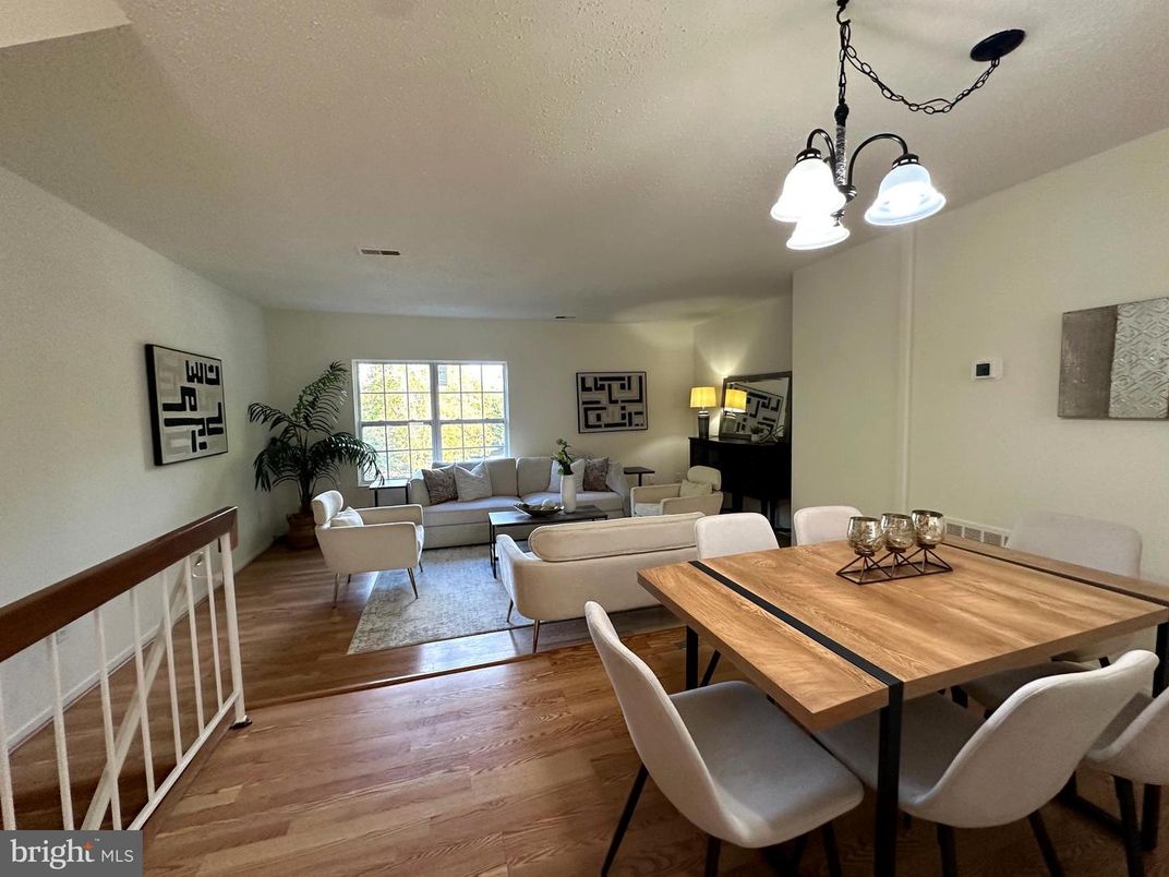 Dining room, Interior, Living room, Pendant Lights, Wood Texture Flooring