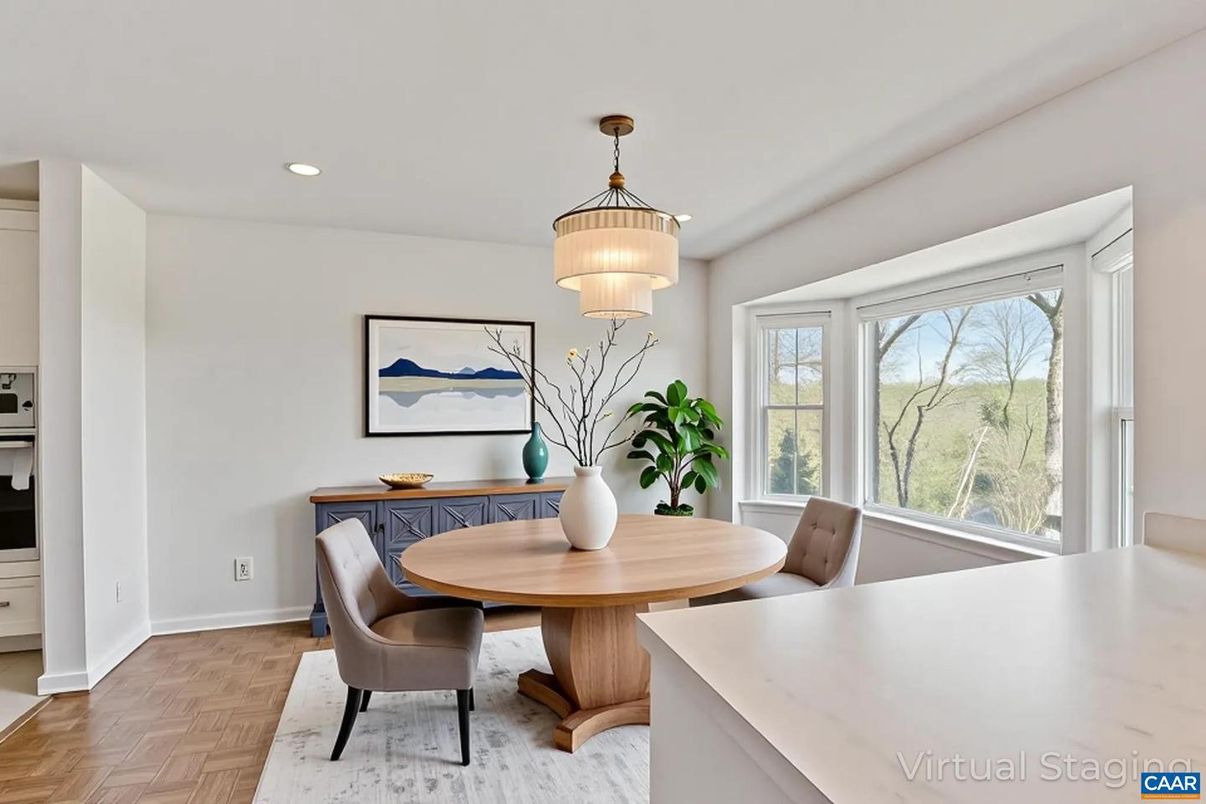 Chandelier, Dining room, Interior, Recessed Lighting, Wood Texture Flooring