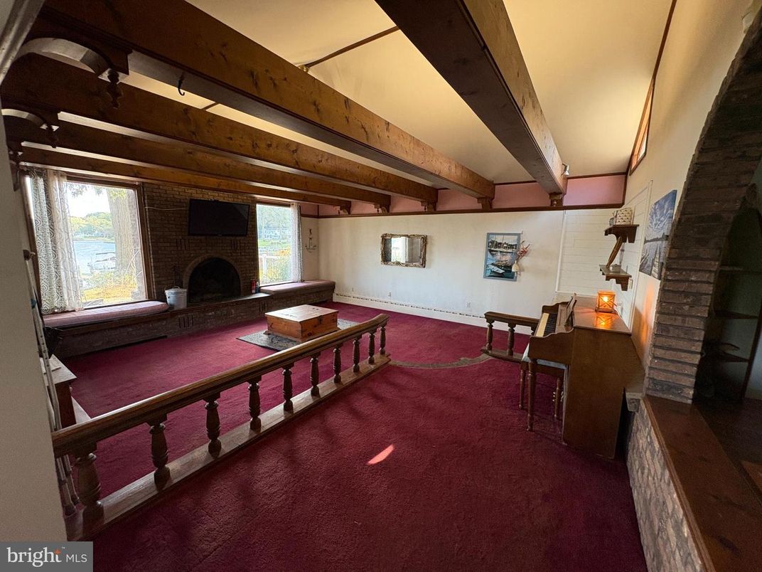 Fireplace, Interior, Stone Walls, Wooden Beams
