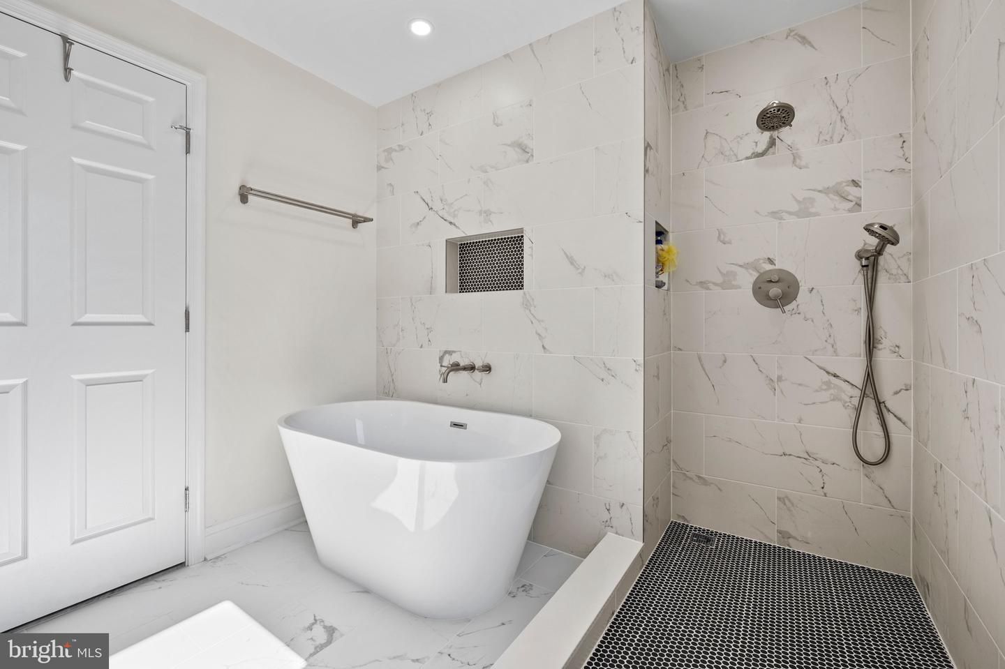 Bathroom, Free Standing Baths, Interior, Marble Walls, Recessed Lighting