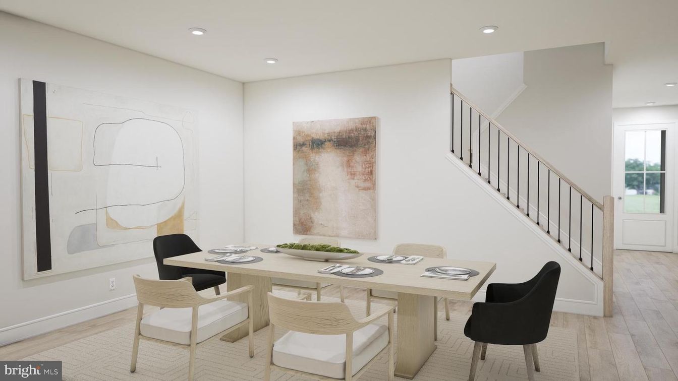 Dining room, Interior, Recessed Lighting, Wood Texture Flooring