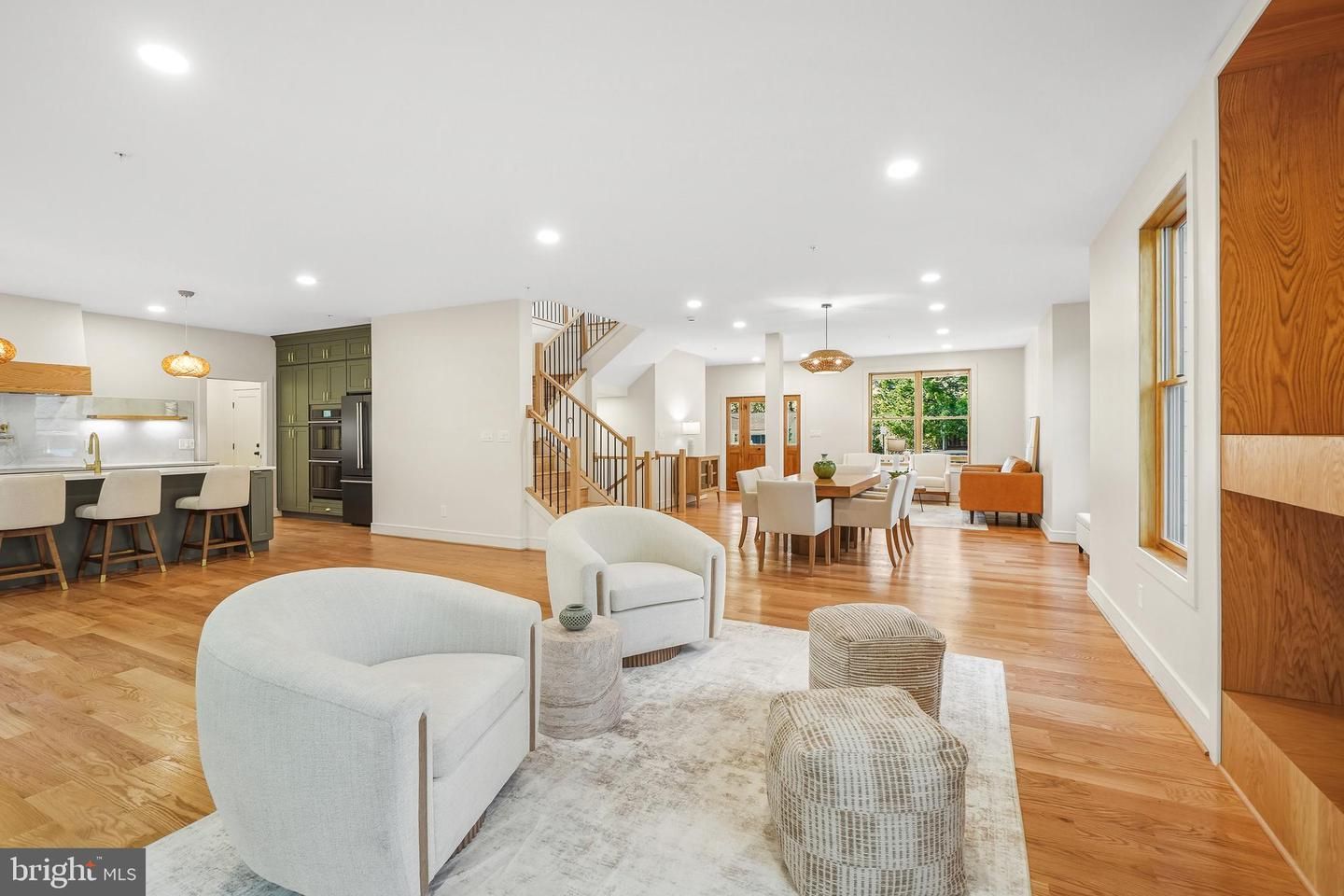 Dining room, Interior, Kitchen, Living room, Pendant Lights, Recessed Lighting, Wood Texture Flooring