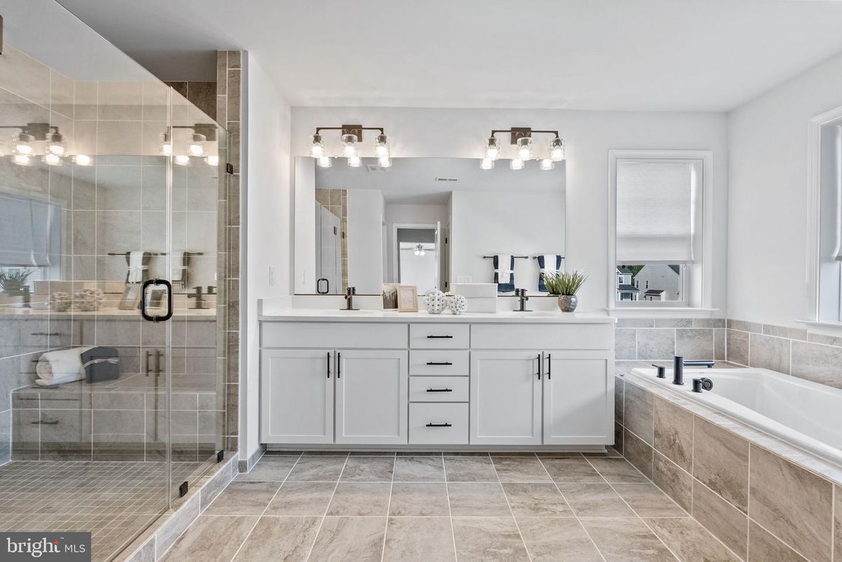 Bathroom, Dual Sink Vanities, Glass Shower, Interior