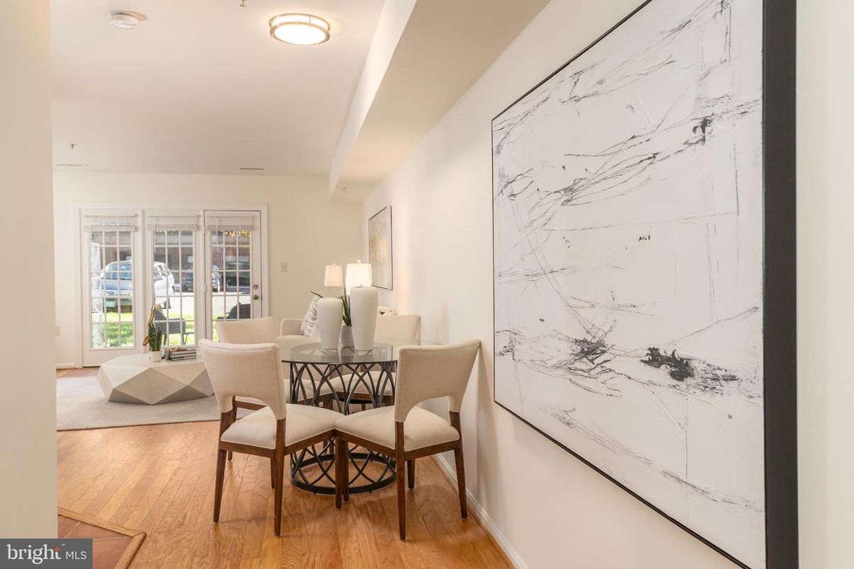 Dining room, Interior, Marble Walls, Wood Texture Flooring
