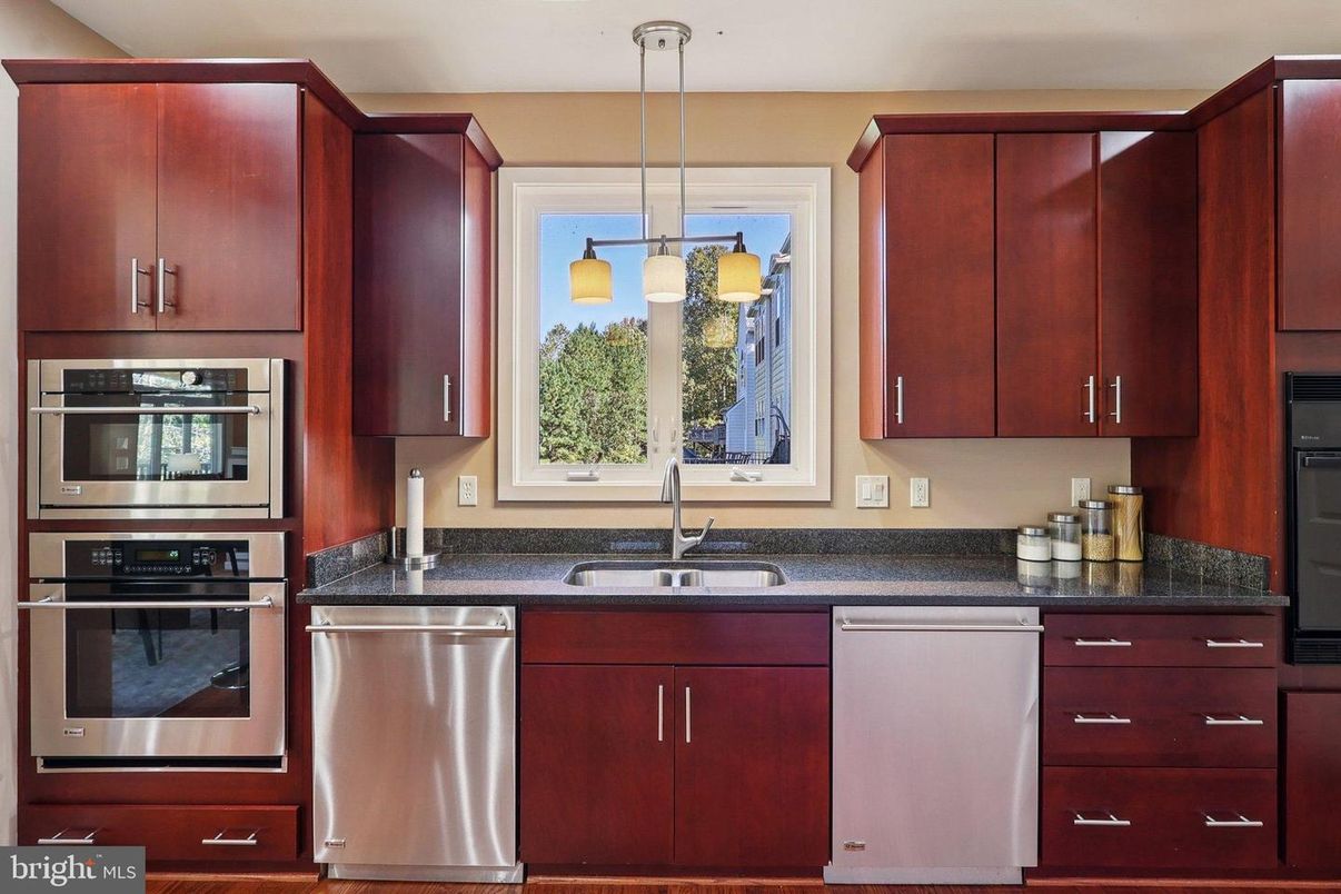 Interior, Kitchen, Pendant Lights, Stainless Steel Appliances, Wood Texture Flooring