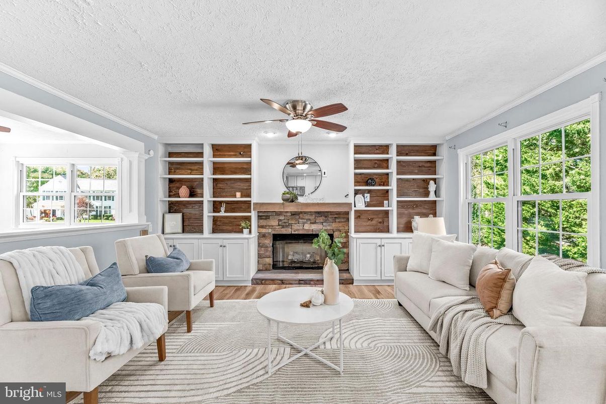 Fireplace, Interior, Living room, Stone Walls, Wood Texture Flooring