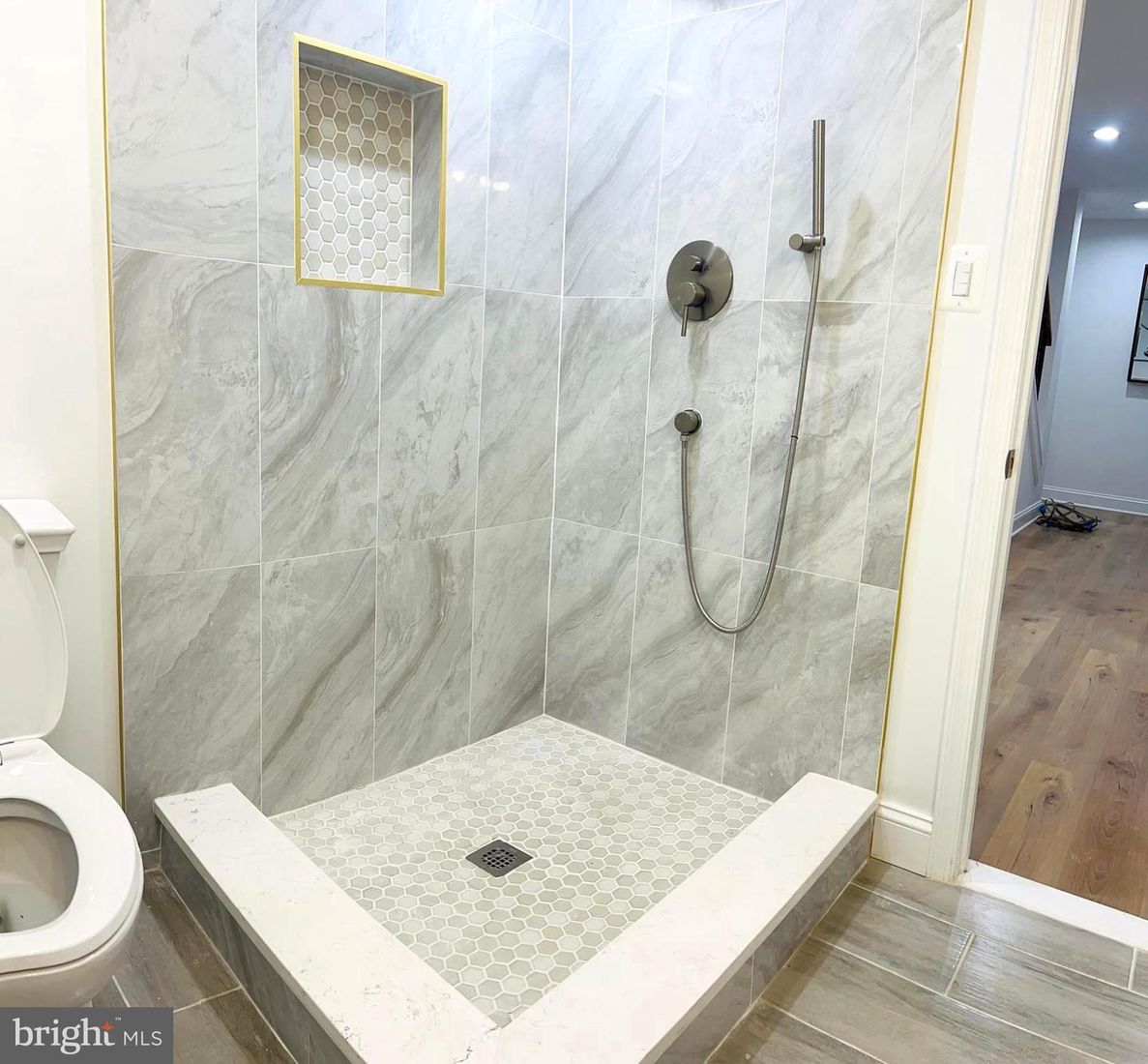 Bathroom, Interior, Recessed Lighting, Wood Texture Flooring