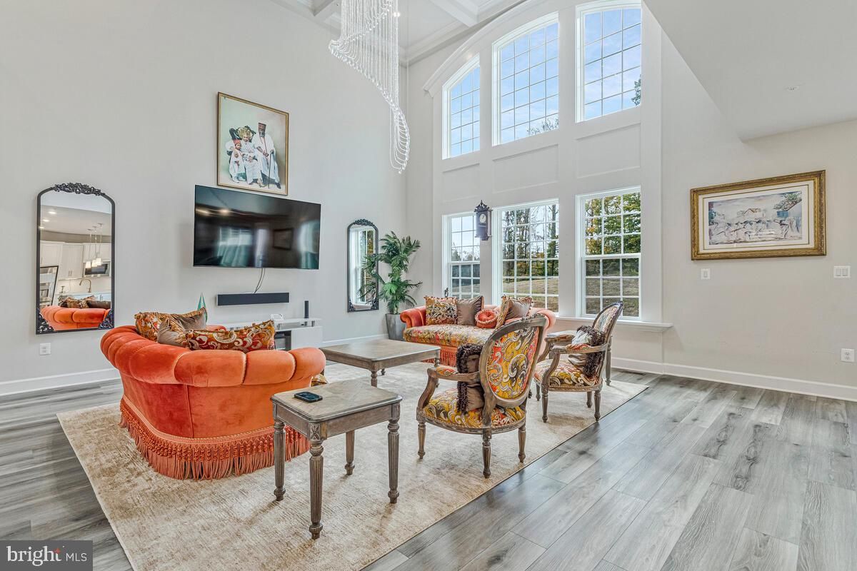Chandelier, Interior, Living room, Pendant Lights, Wood Texture Flooring